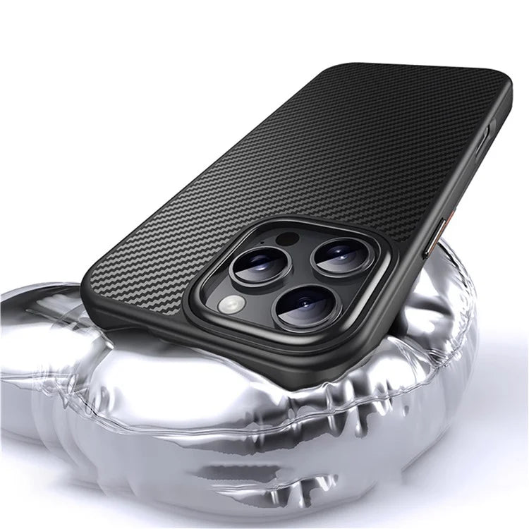 For iPhone 16 Pro Magnetic Case Compatible with MagSafe Carbon Fiber Texture PC + TPU Cover