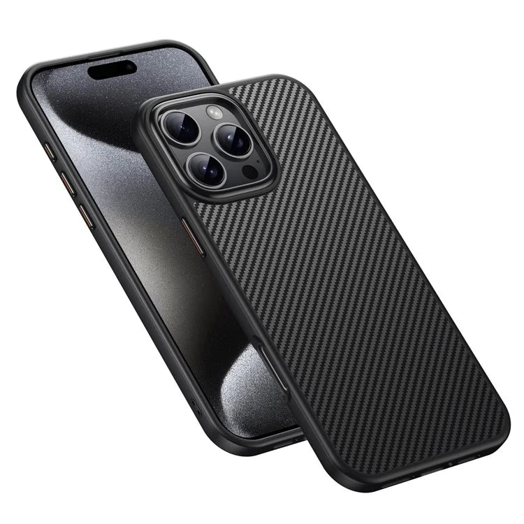 For iPhone 16 Pro Magnetic Case Compatible with MagSafe Carbon Fiber Texture PC + TPU Cover