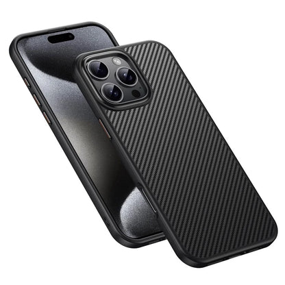 For iPhone 16 Pro Magnetic Case Compatible with MagSafe Carbon Fiber Texture PC + TPU Cover