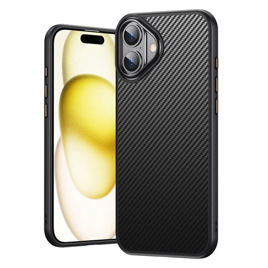 For iPhone 16 Plus Magnetic Case Compatible with MagSafe Carbon Fiber Texture PC + TPU Cover