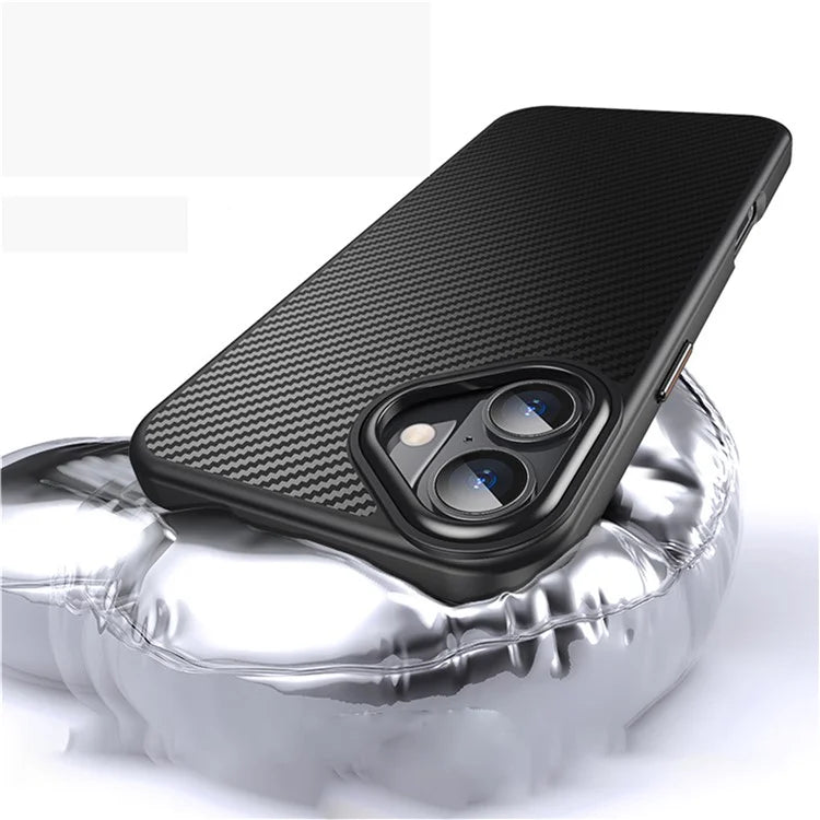 For iPhone 16 Plus Magnetic Case Compatible with MagSafe Carbon Fiber Texture PC + TPU Cover