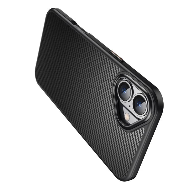 For iPhone 16 Plus Magnetic Case Compatible with MagSafe Carbon Fiber Texture PC + TPU Cover