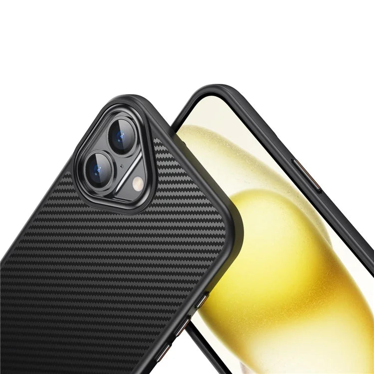 For iPhone 16 Magnetic Case Compatible with MagSafe Carbon Fiber Texture PC + TPU Cover