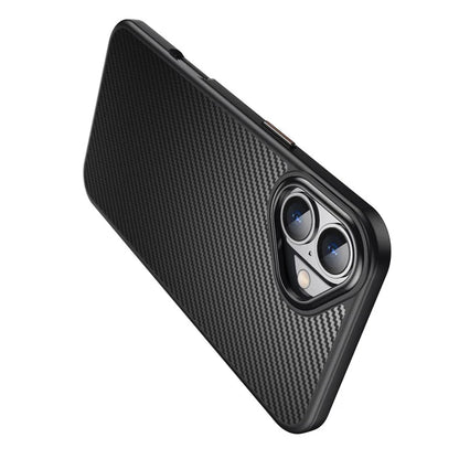For iPhone 16 Magnetic Case Compatible with MagSafe Carbon Fiber Texture PC + TPU Cover