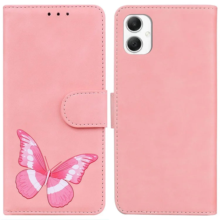 For Samsung Galaxy A06 Stand Case PU Leather Phone Cover Butterfly Printed