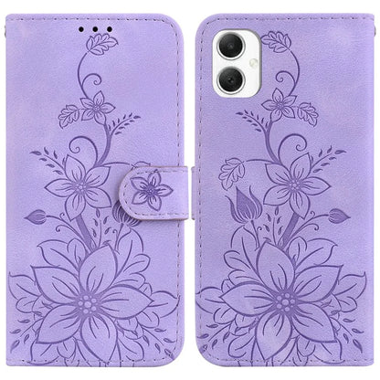 For Samsung Galaxy A06 Case Lily Flower Imprint Leather Phone Cover with Stand