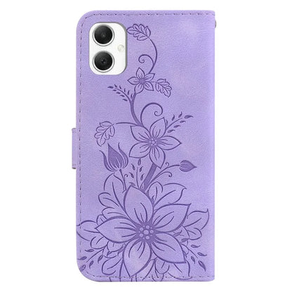 For Samsung Galaxy A06 Case Lily Flower Imprint Leather Phone Cover with Stand