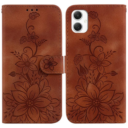 For Samsung Galaxy A06 Case Lily Flower Imprint Leather Phone Cover with Stand
