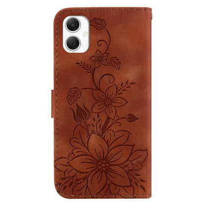 For Samsung Galaxy A06 Case Lily Flower Imprint Leather Phone Cover with Stand