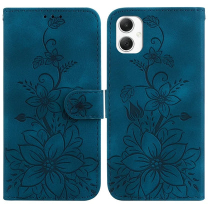 For Samsung Galaxy A06 Case Lily Flower Imprint Leather Phone Cover with Stand