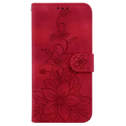 For Samsung Galaxy A06 Case Lily Flower Imprint Leather Phone Cover with Stand
