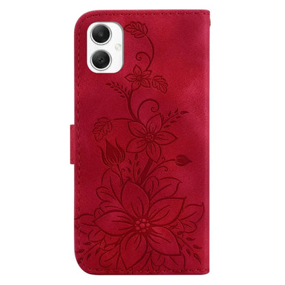 For Samsung Galaxy A06 Case Lily Flower Imprint Leather Phone Cover with Stand
