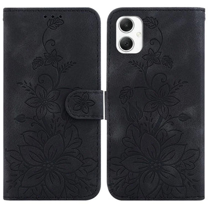 For Samsung Galaxy A06 Case Lily Flower Imprint Leather Phone Cover with Stand