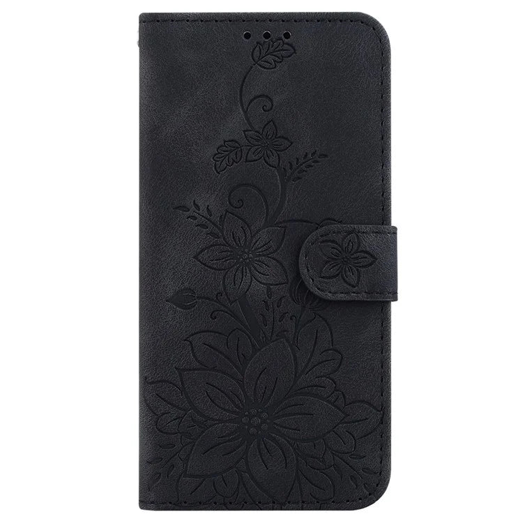 For Samsung Galaxy A06 Case Lily Flower Imprint Leather Phone Cover with Stand