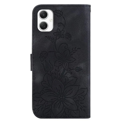 For Samsung Galaxy A06 Case Lily Flower Imprint Leather Phone Cover with Stand