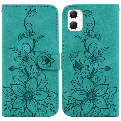 For Samsung Galaxy A06 Case Lily Flower Imprint Leather Phone Cover with Stand