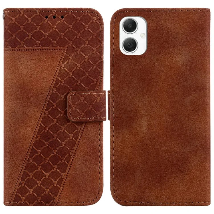 For Samsung Galaxy A06 Stand Case 7-Shaped Pattern Imprint Leather Phone Cover
