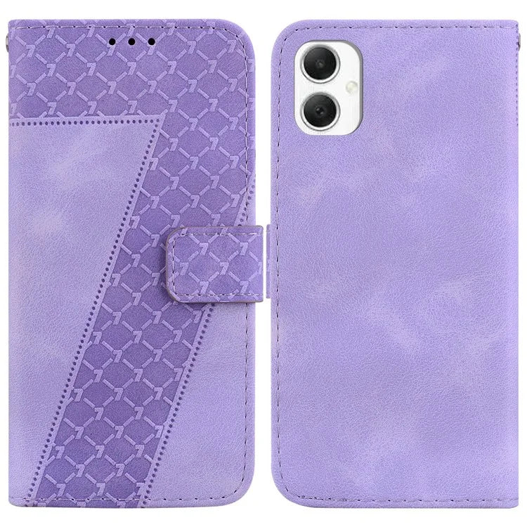 For Samsung Galaxy A06 Stand Case 7-Shaped Pattern Imprint Leather Phone Cover