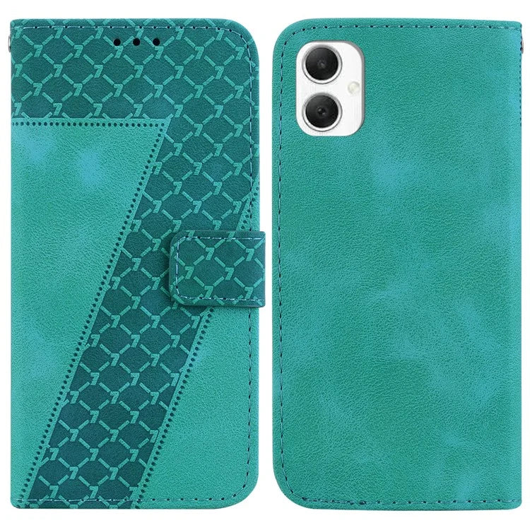 For Samsung Galaxy A06 Stand Case 7-Shaped Pattern Imprint Leather Phone Cover