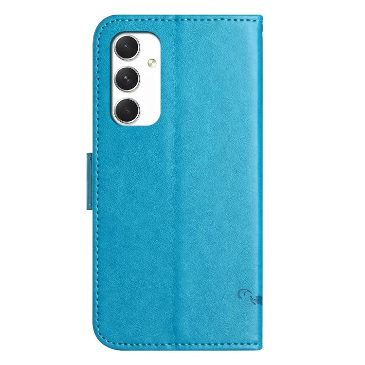 For Samsung Galaxy A16 5G Case Wallet Stand Imprinted Butterfly Flower PU Leather Phone Cover