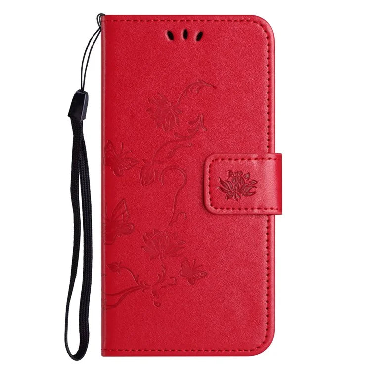 For Samsung Galaxy A16 5G Case Wallet Stand Imprinted Butterfly Flower PU Leather Phone Cover