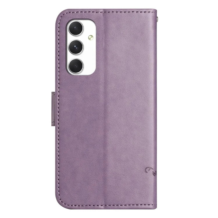For Samsung Galaxy A16 5G Case Wallet Stand Imprinted Butterfly Flower PU Leather Phone Cover