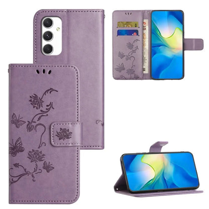 For Samsung Galaxy A16 5G Case Wallet Stand Imprinted Butterfly Flower PU Leather Phone Cover