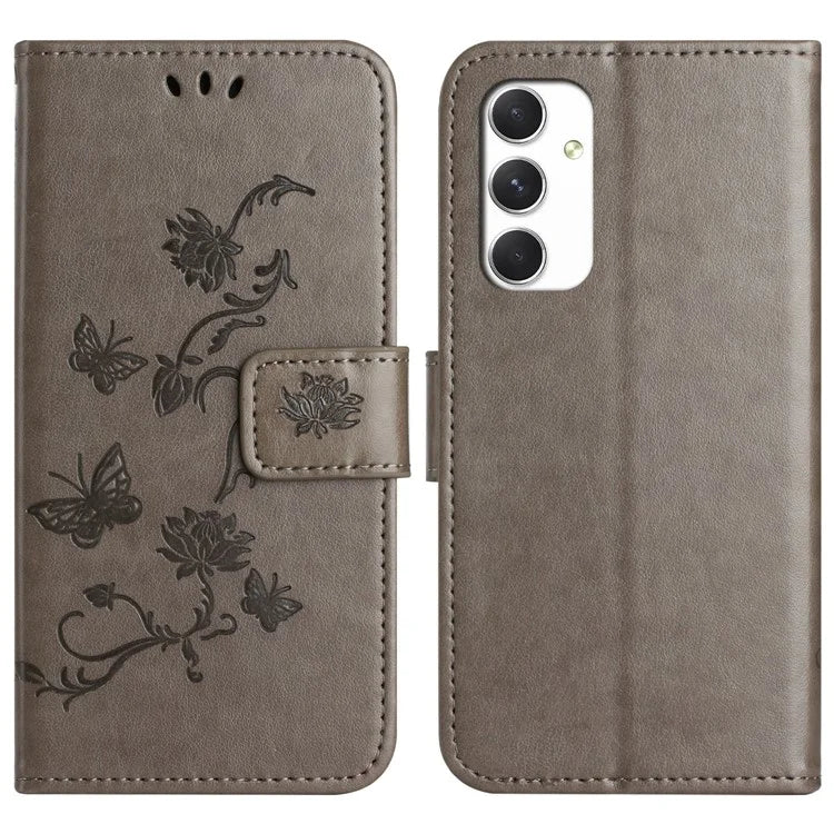 For Samsung Galaxy A16 5G Case Wallet Stand Imprinted Butterfly Flower PU Leather Phone Cover