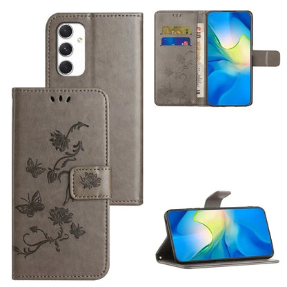 For Samsung Galaxy A16 5G Case Wallet Stand Imprinted Butterfly Flower PU Leather Phone Cover