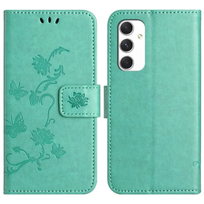 For Samsung Galaxy A16 5G Case Wallet Stand Imprinted Butterfly Flower PU Leather Phone Cover