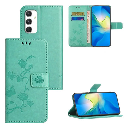 For Samsung Galaxy A16 5G Case Wallet Stand Imprinted Butterfly Flower PU Leather Phone Cover