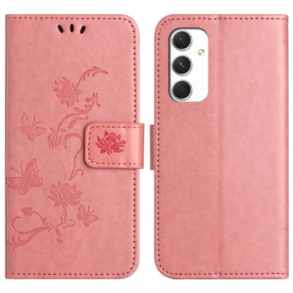 For Samsung Galaxy A16 5G Case Wallet Stand Imprinted Butterfly Flower PU Leather Phone Cover