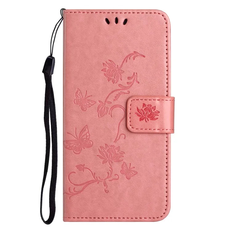 For Samsung Galaxy A16 5G Case Wallet Stand Imprinted Butterfly Flower PU Leather Phone Cover