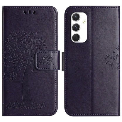 For Samsung Galaxy A16 5G Case PU Leather Owl Tree Imprinted Wallet Phone Cover