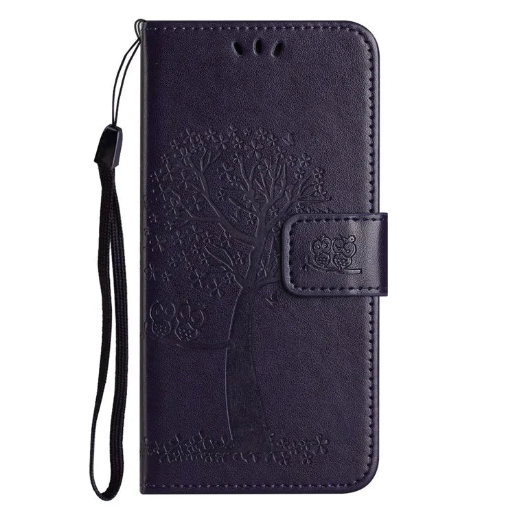 For Samsung Galaxy A16 5G Case PU Leather Owl Tree Imprinted Wallet Phone Cover