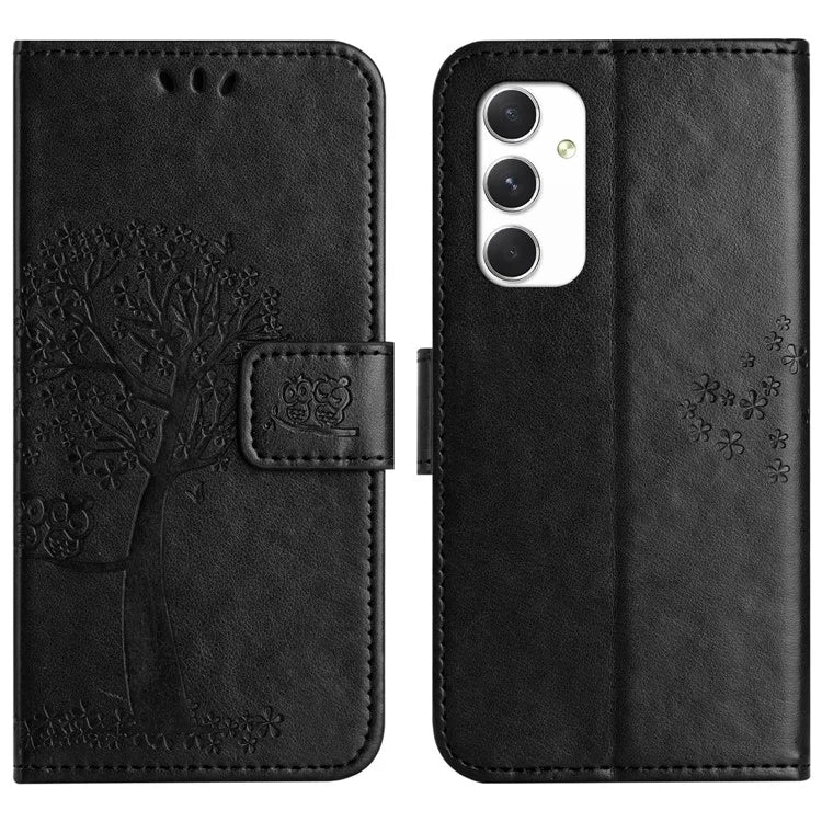 For Samsung Galaxy A16 5G Case PU Leather Owl Tree Imprinted Wallet Phone Cover