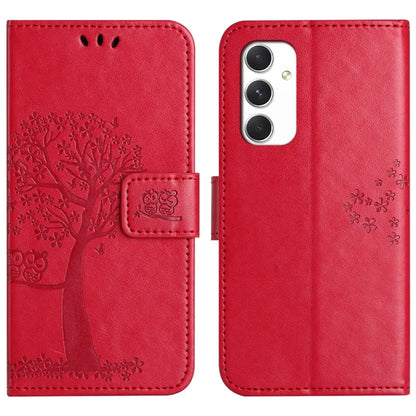For Samsung Galaxy A16 5G Case PU Leather Owl Tree Imprinted Wallet Phone Cover