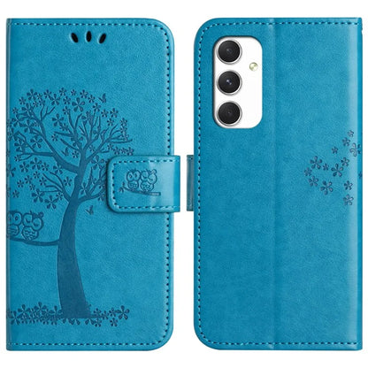For Samsung Galaxy A16 5G Case PU Leather Owl Tree Imprinted Wallet Phone Cover
