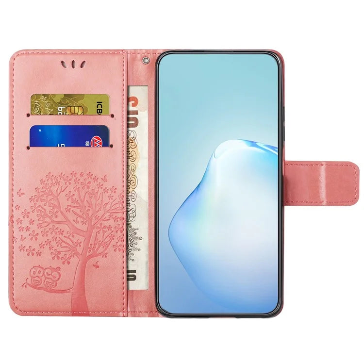 For Samsung Galaxy A16 5G Case PU Leather Owl Tree Imprinted Wallet Phone Cover