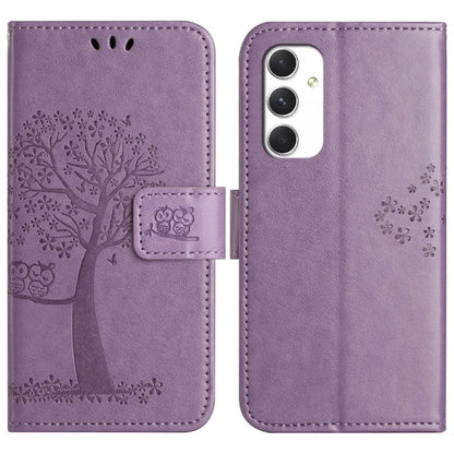 For Samsung Galaxy A16 5G Case PU Leather Owl Tree Imprinted Wallet Phone Cover