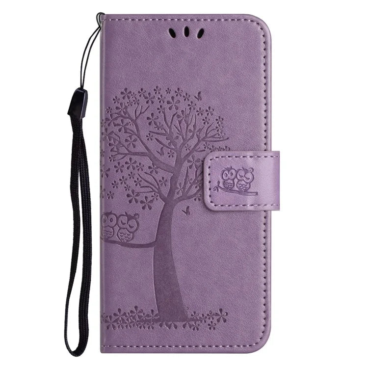 For Samsung Galaxy A16 5G Case PU Leather Owl Tree Imprinted Wallet Phone Cover