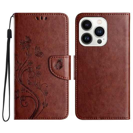 For iPhone 16 Pro Max Leather Case Butterflies Flower Pattern Wallet Stand Phone Cover