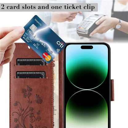 For iPhone 16 Pro Max Leather Case Butterflies Flower Pattern Wallet Stand Phone Cover