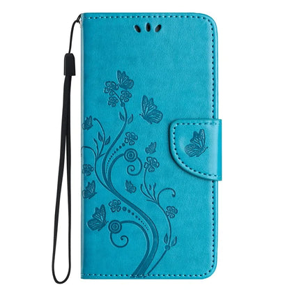 For iPhone 16 Plus Leather Case Butterflies Flower Pattern Wallet Stand Phone Cover