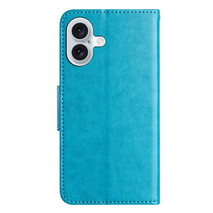 For iPhone 16 Plus Leather Case Butterflies Flower Pattern Wallet Stand Phone Cover