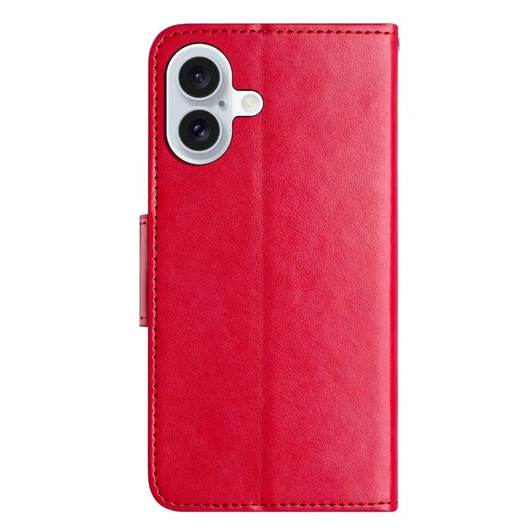 For iPhone 16 Plus Leather Case Butterflies Flower Pattern Wallet Stand Phone Cover