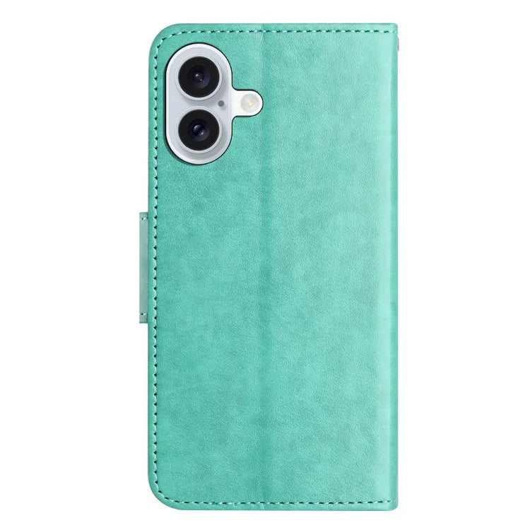 For iPhone 16 Plus Leather Case Butterflies Flower Pattern Wallet Stand Phone Cover