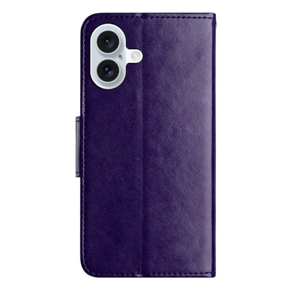 For iPhone 16 Plus Leather Case Butterflies Flower Pattern Wallet Stand Phone Cover