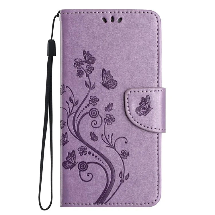 For iPhone 16 Plus Leather Case Butterflies Flower Pattern Wallet Stand Phone Cover