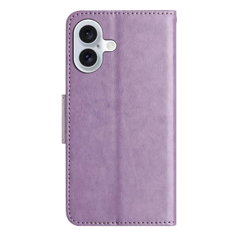 For iPhone 16 Plus Leather Case Butterflies Flower Pattern Wallet Stand Phone Cover